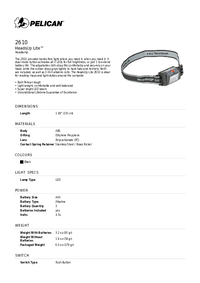 Thumbnail of document Data Sheet - 2610 HeadsUp Lite™ Headlamp